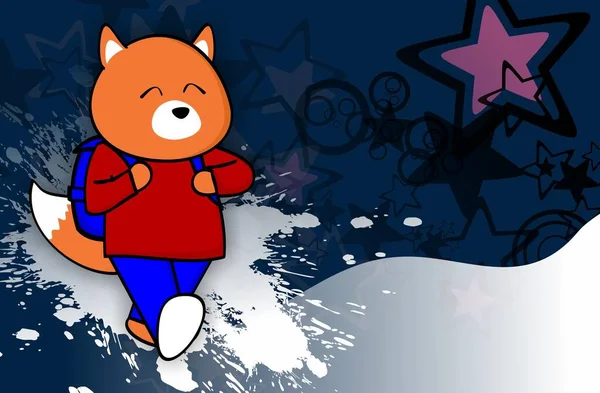 cute fox kid character cartoon back to school background illustration