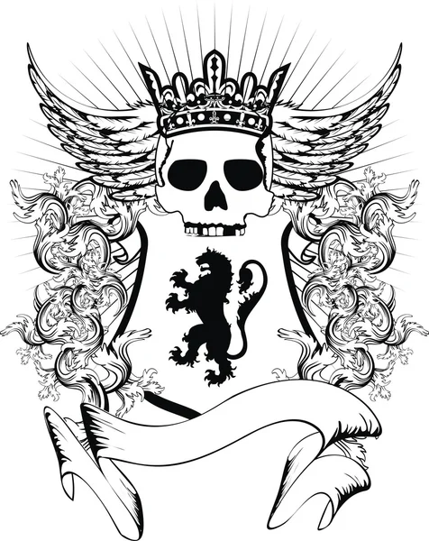 Escudo de armas heráldico escudo cráneo de león — Vector de stock