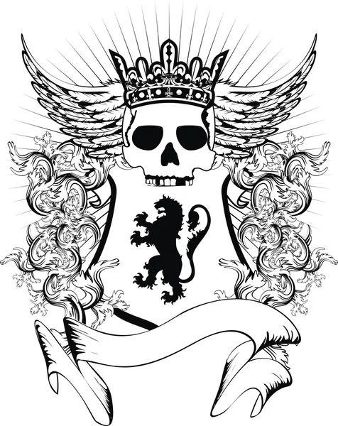 Heraldiska vapen sköld lion skalle — Stock vektor