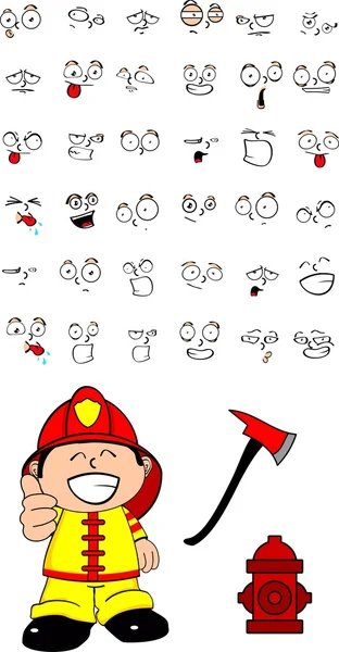 Ensemble de dessin animé pour enfants pompier — Image vectorielle