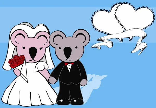 Koala sposato sfondo cartone animato — Vettoriale Stock