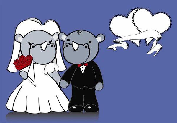 Rhino sposato sfondo cartone animato — Vettoriale Stock