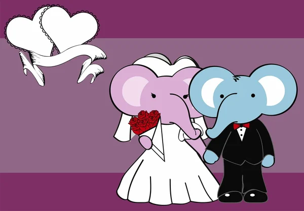 Olifant trouwde met cartoon achtergrond — Stockvector