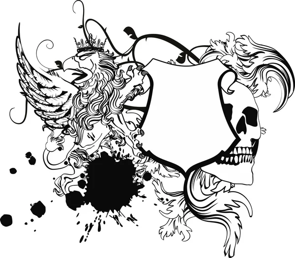 Gryphon tatuaje camiseta aislado escudo de armas cráneo 0 — Vector de stock