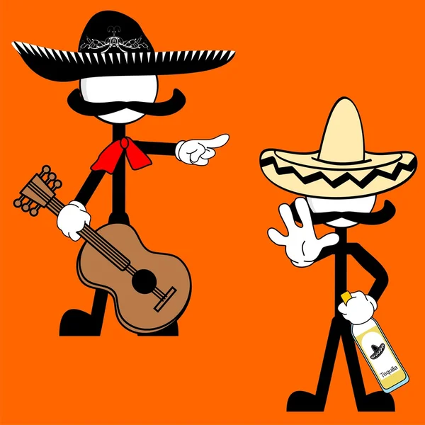 Mexicain mariachi pictogramme dessin animé se — Image vectorielle