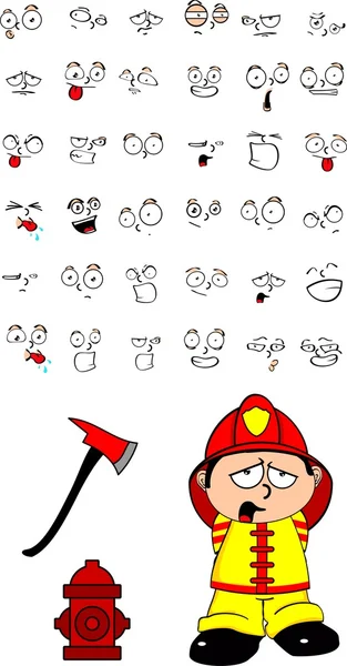 消防队员孩子卡通 set11 — 图库矢量图片