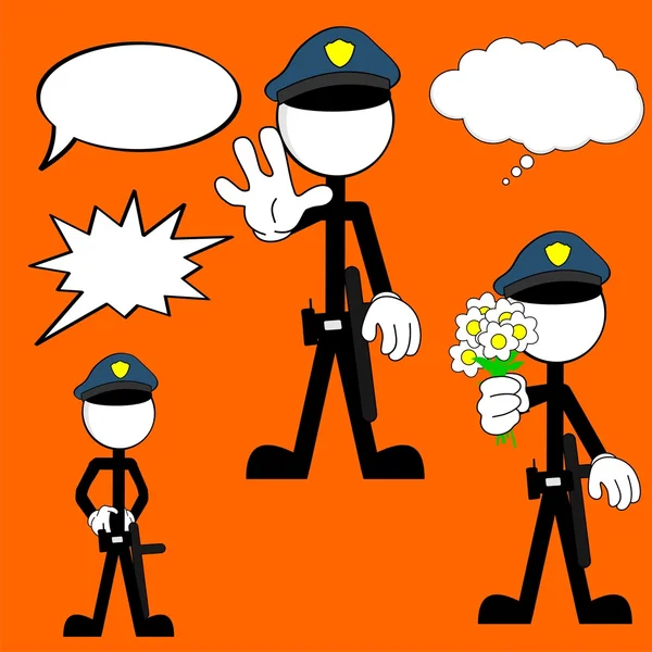 Policial homem pictograma cartoon set4 —  Vetores de Stock