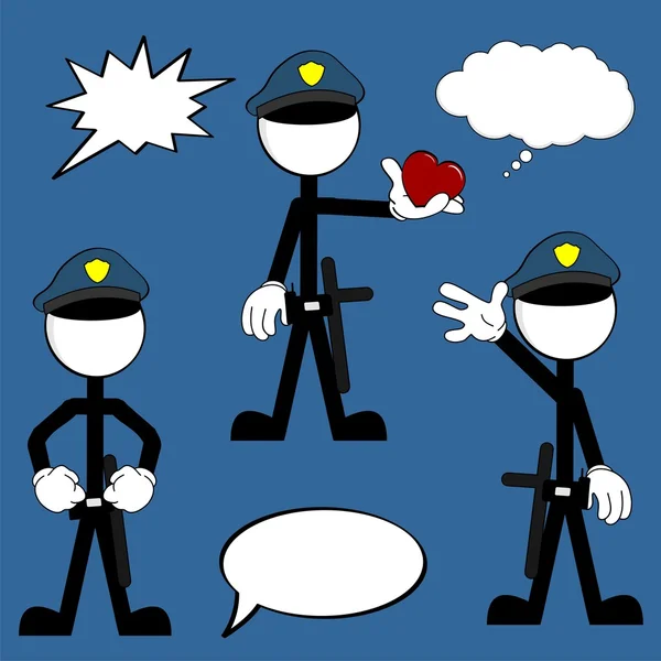 Мультипликационный набор полицейского — стоковый вектор