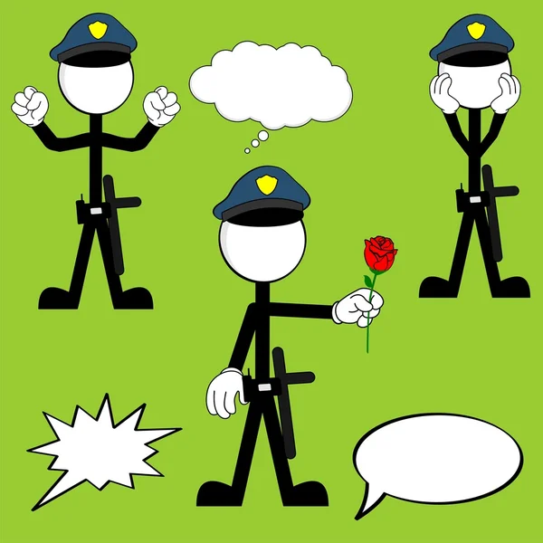Polizei Mann Piktogramm Karikatur set1 — Stockvektor