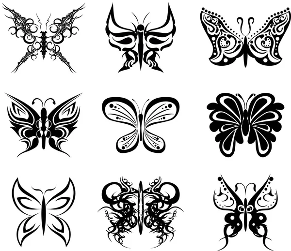 Butterfly tattoo sada pack stickers1 — Stockový vektor