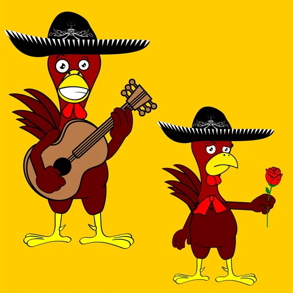Kurczak po meksykańsku mariachi set8 — Wektor stockowy
