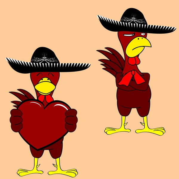 Pollo messicano mariachi set4 — Vettoriale Stock