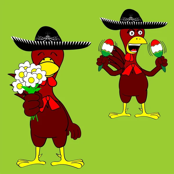 Meksika tavuk mariachi set2 — Stok Vektör