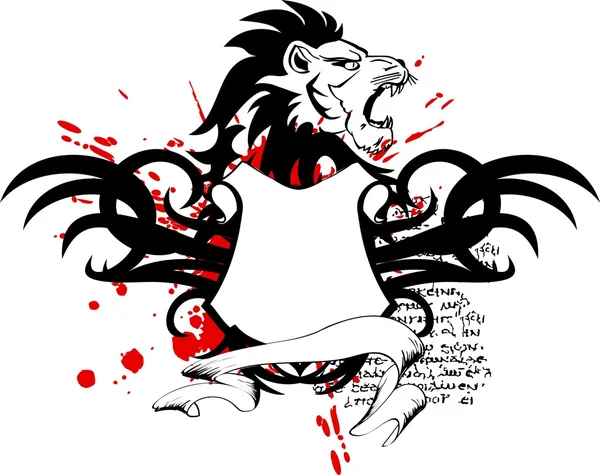 Heraldikai oroszlán fej címer tetoválás készlet — Stock Vector