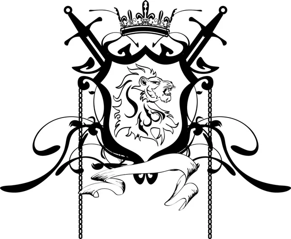 Tatuaje de cabeza de león heráldico escudo de armas5 — Vector de stock