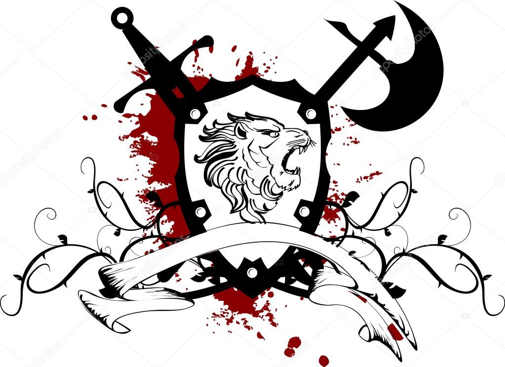 Heraldic lion head coat of arms tattoo4 Stock Vector by ©hayashix23 ...