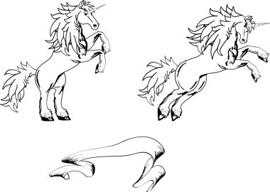 Tek boynuzlu at dövme set2