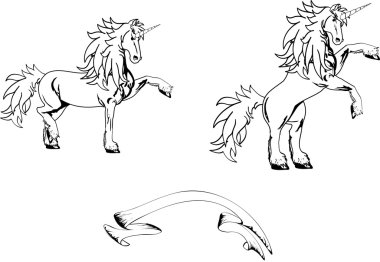 Unicorn horse tattoo set1 clipart