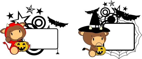 Halloween disfraz de toro de dibujos animados copyspace — Vector de stock