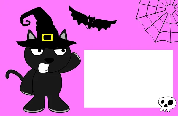 Halloween invitation chat noir sorcière arrière7 — Image vectorielle