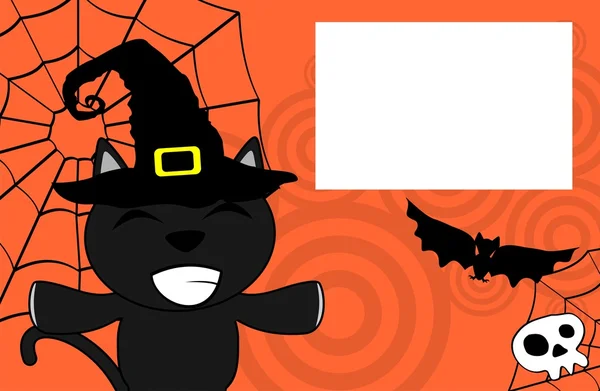 Halloween zaproszenia kot czarny czarownica background6 — Wektor stockowy