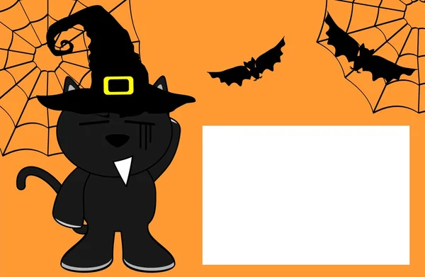 Cadılar Bayramı daveti kara kedi cadı background5 — Stok Vektör