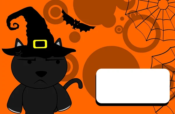 Halloween mengundang penyihir kucing hitam background4 - Stok Vektor