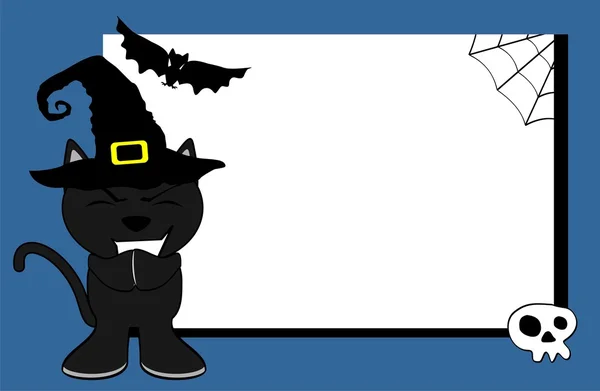 Halloween inbjudan svart katt häxan background1 — Stock vektor