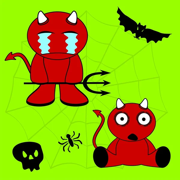 Diabo halloween desenho animado criança set9 — Vetor de Stock