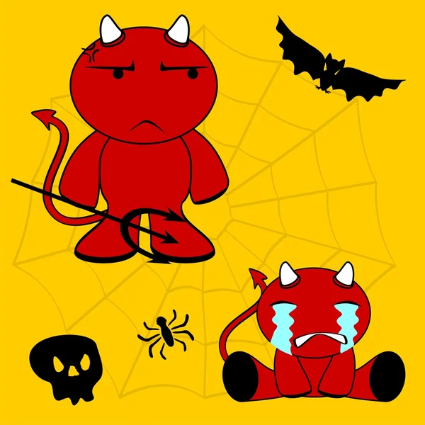 Diablo halloween dibujos animados niño set8 — Vector de stock