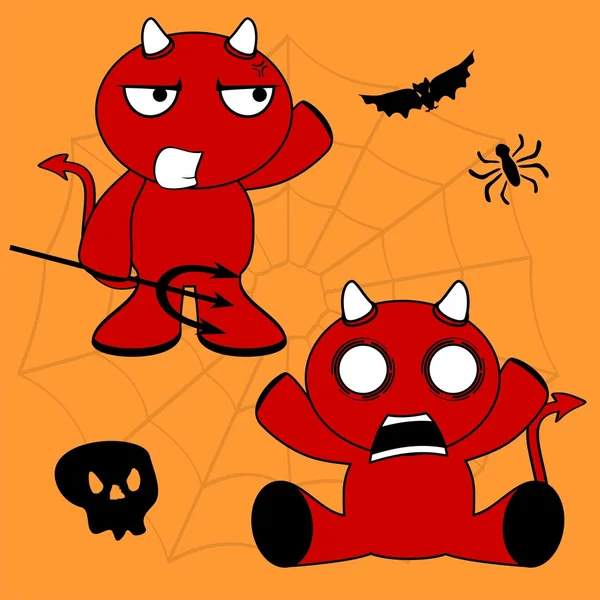 Devil Halloween cartoon child set7 — стоковый вектор
