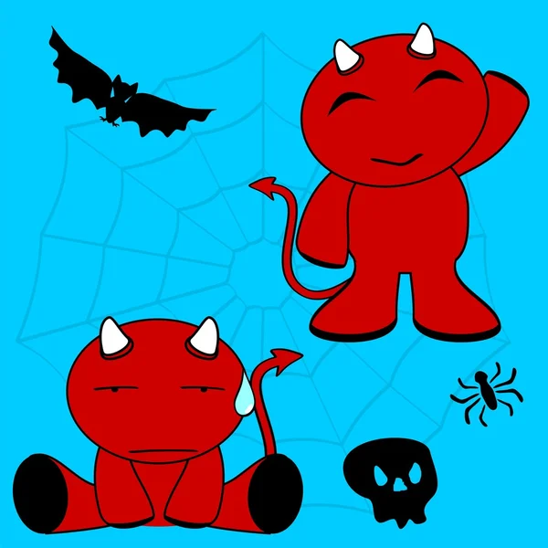 Diabo halloween desenho animado criança set6 —  Vetores de Stock