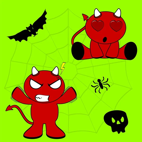 Diable halloween dessin animé enfant set5 — Image vectorielle