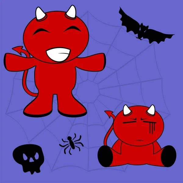 Diable halloween dessin animé enfant set4 — Image vectorielle