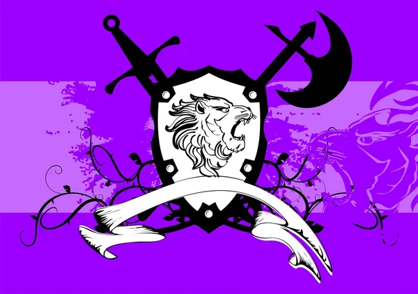 紋章のライオン ヘッドの紋章 background6 — ストックベクタ