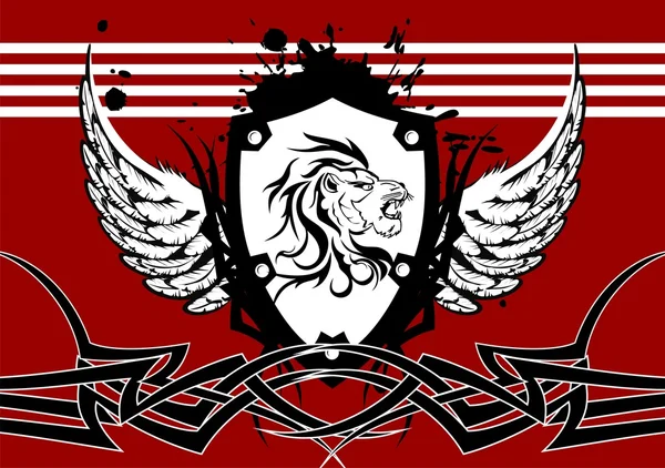 纹章狮子头徽章 background1 — 图库矢量图片