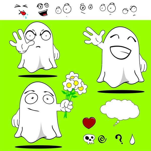 Ghost funny cartoon set — Stock Vector