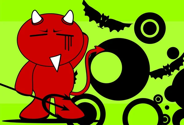 Diable Halloween dessin animé fond carte9 — Image vectorielle