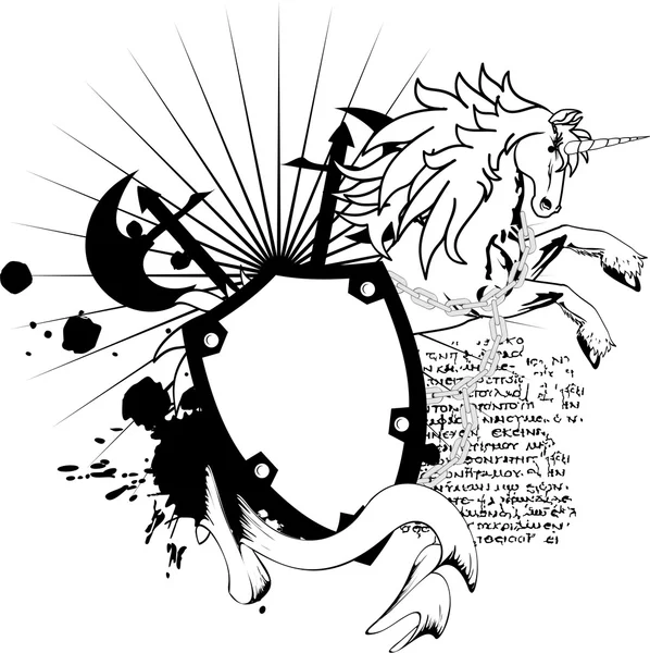 Heraldiska hästen unicorn vapen crest tattoo2 — Stock vektor