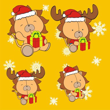 Xmas şirin bebek aslan claus şapka çizgi film seti