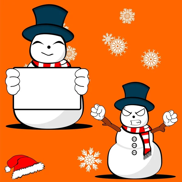 Schnee Mann Cartoon Weihnachten set pack03 — Stockvektor