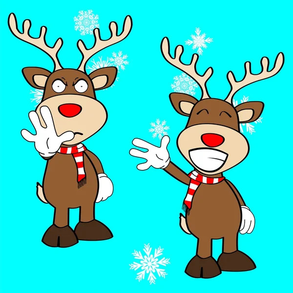 Xmas renar cartoon uttrycket set pack00 — Stock vektor