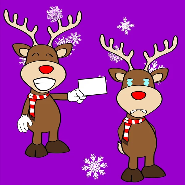 Xmas reindeer cartoon expression set pack7 — Stock Vector