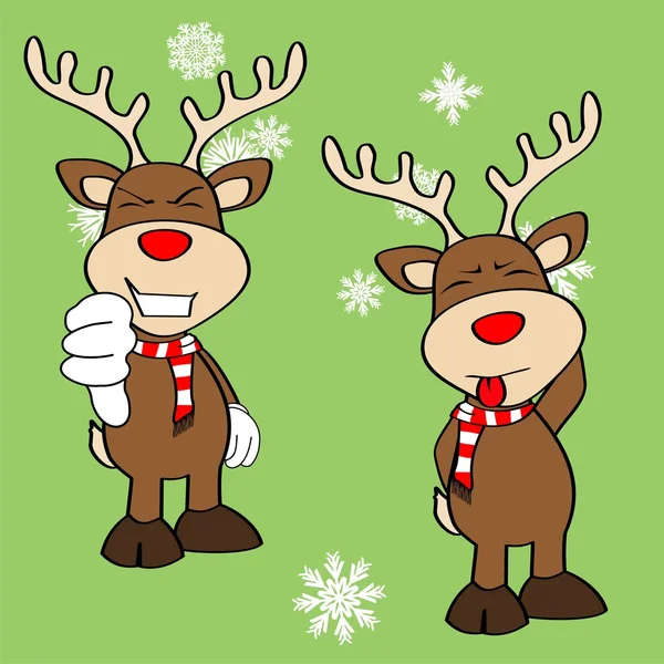 Ensemble d'expression de dessin animé de rennes de Noël pack9 — Image vectorielle