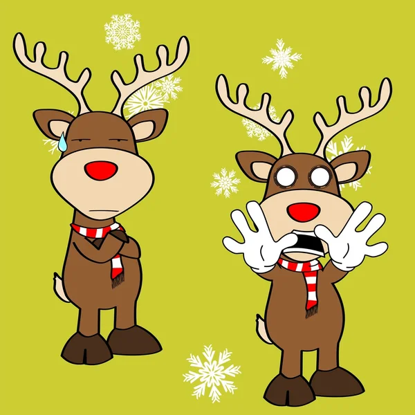 Xmas reindeer cartoon expression set pack5 — Stock Vector