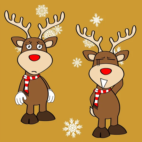 Xmas renar cartoon uttrycket set pack2 — Stock vektor