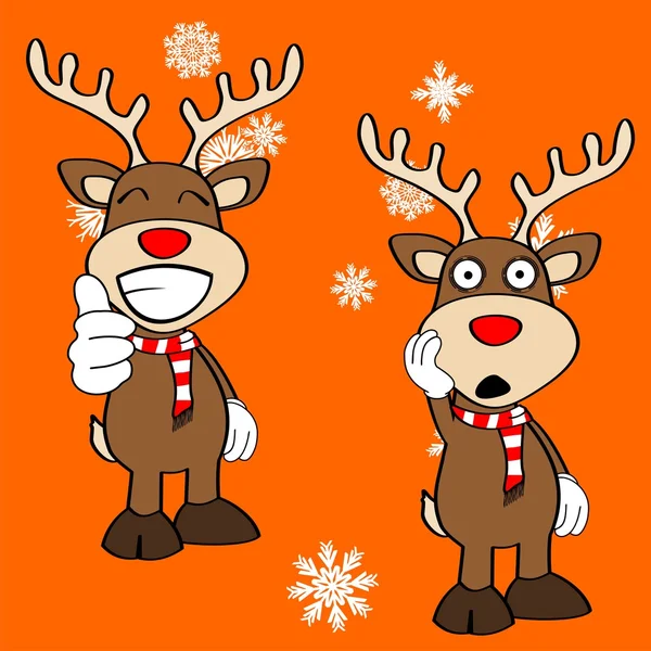 Xmas reindeer cartoon expression set pack — Stock Vector