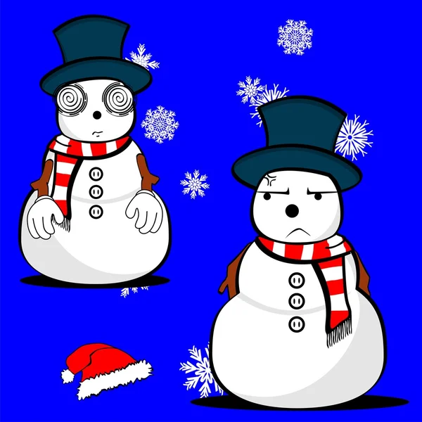 Snow man cartoon xmas set pack6 — Stock Vector