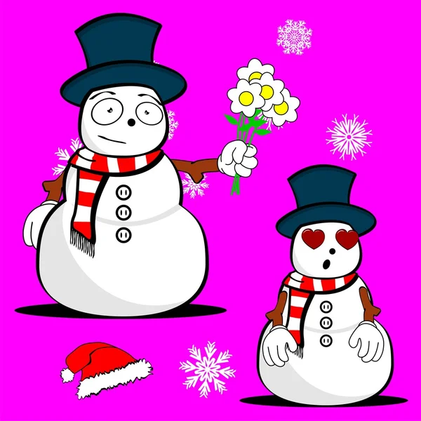 Hombre de nieve de dibujos animados paquete de Navidad 3 — Vector de stock