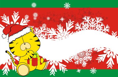 Xmas bebek kaplan hediye arka plan çizgi film